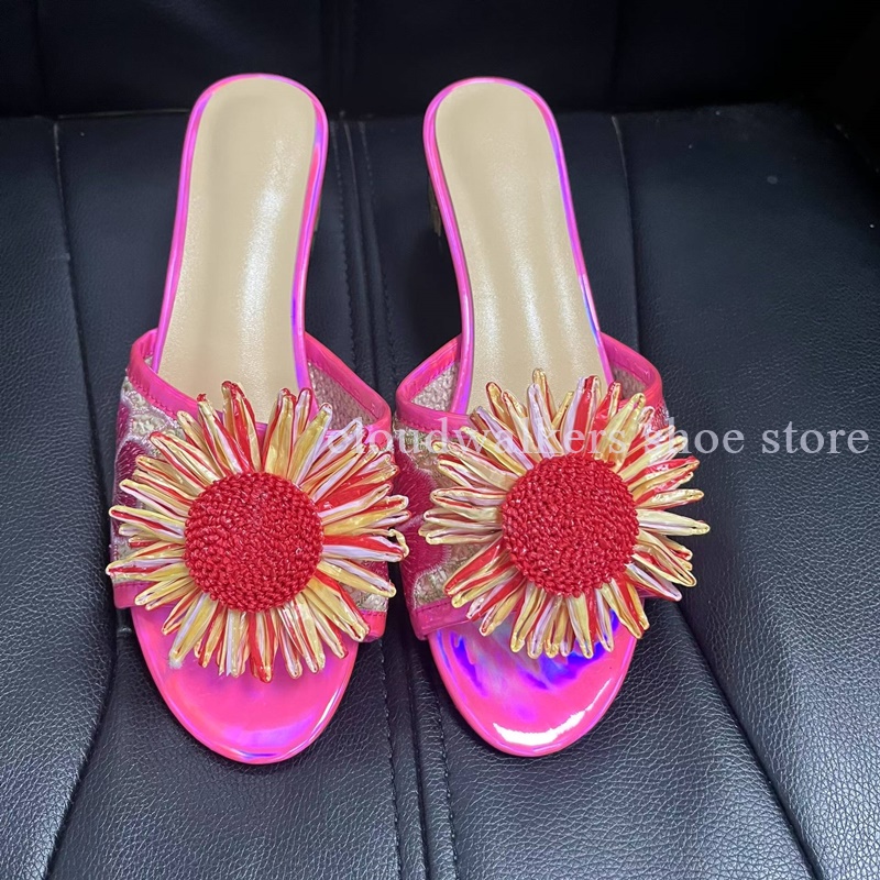 Embroidery Flower - Iridescent Embroidery Upper Sunflower Embellished Summer