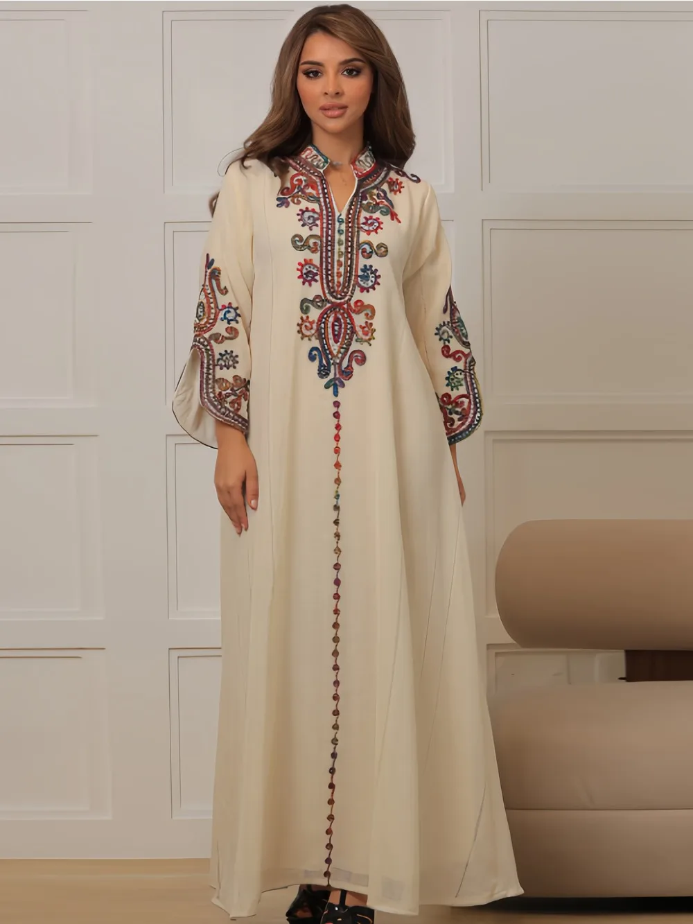 Embroidery Arabic - Muslim Abaya for Women Party Dresses