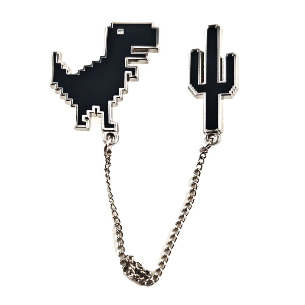 Embroidery Bracelet - Pixel T-Rex Dinosaur Cactus Enamel Pins