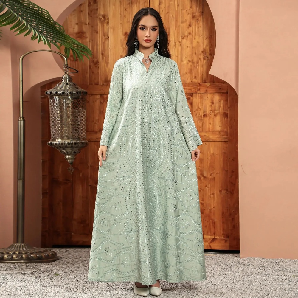 Embroidery Arabic - Elegant Dubai Women Dress Abaya Embroidery