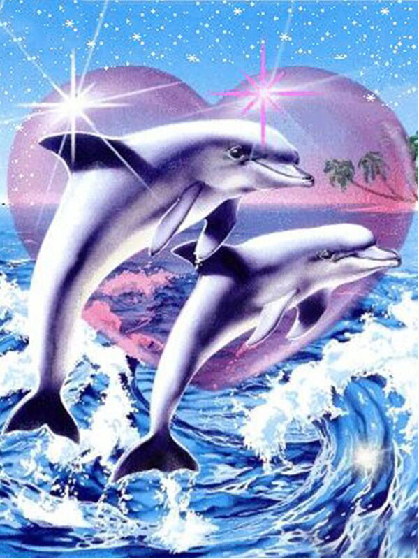 Embroidery Art - Frameless, Diamond Painting Dolphin Full Square