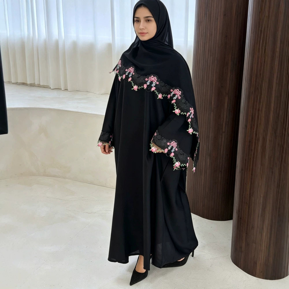 Embroidery Arabic - Eid Dress Women Muslim Abaya Party