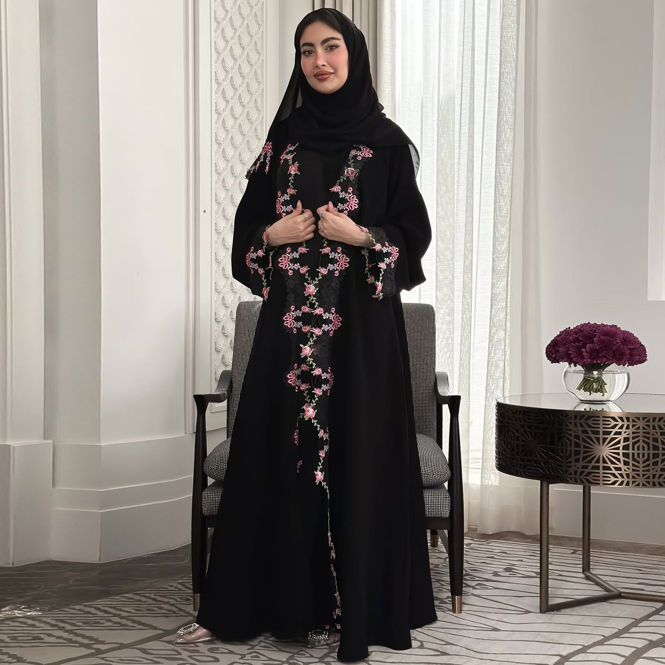 Embroidery Arabic - Muslim Arab Dubai Summer New Black