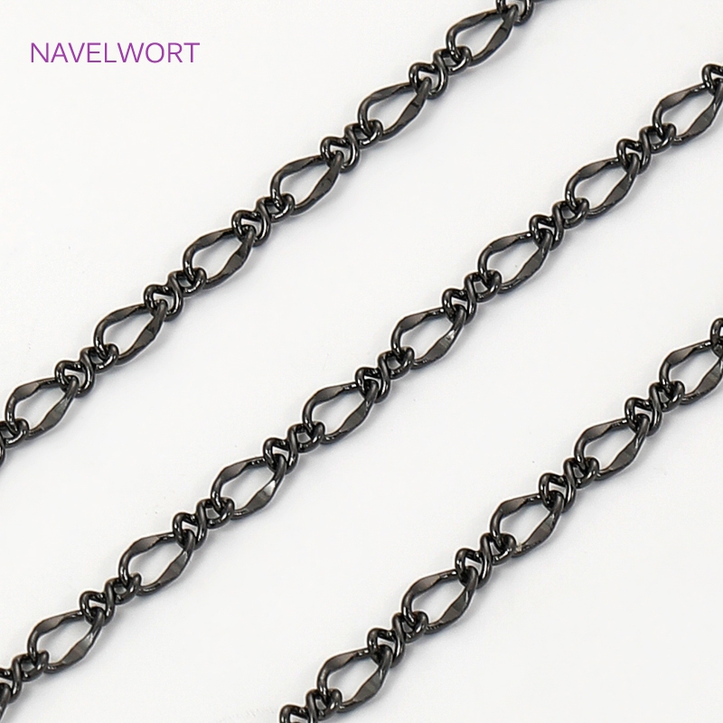 Embroidery Art - Black Color Oval Thin Chains For