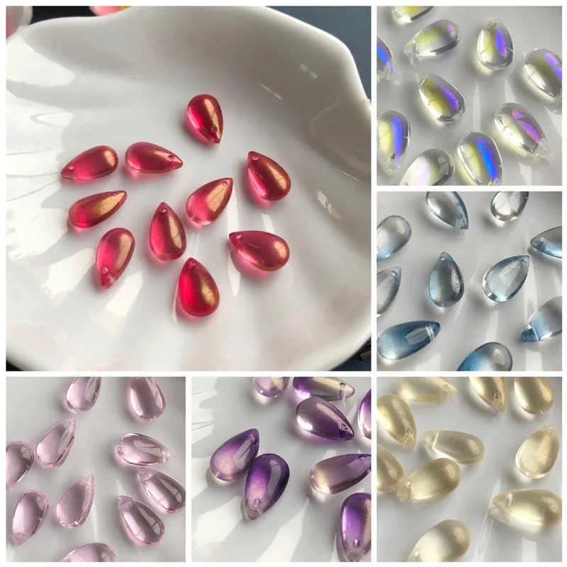 Embroidery Glass Beads - 20pc 8x14mm Mix Color Water Drop