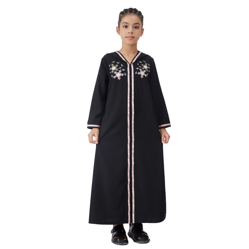 Girls Hooded Abaya Floral Embr - đánh giá và giá Embroidery Arabic