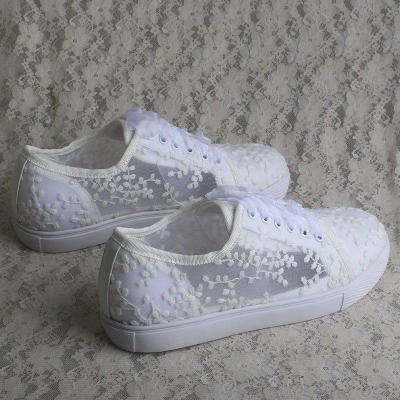 Wedopus White Sneakers for Wom - đánh giá và giá Embroidery Lace