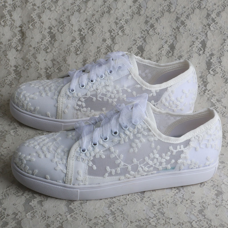 Wedopus White Sneakers for Wom - đánh giá và giá Embroidery Lace