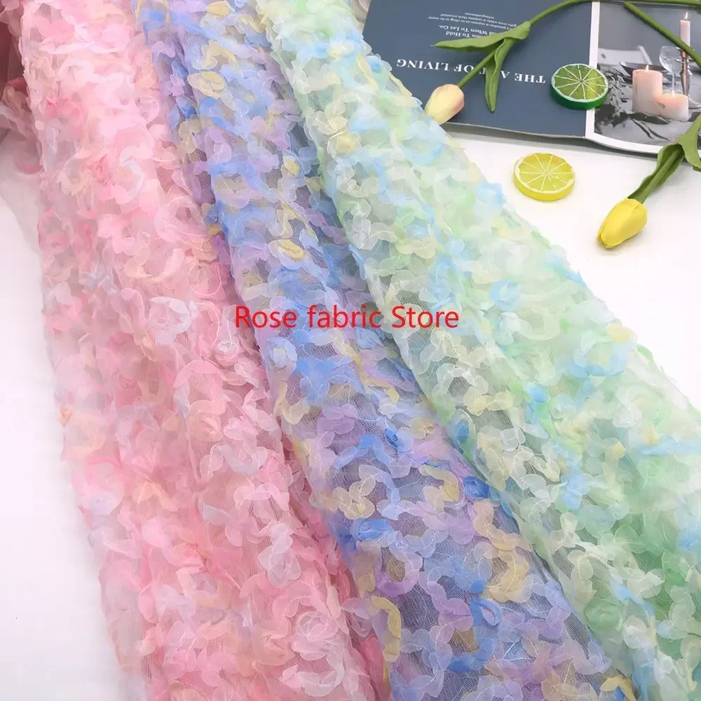 Gradient chiffon rose crochet  - đánh giá và giá Embroidery Rose