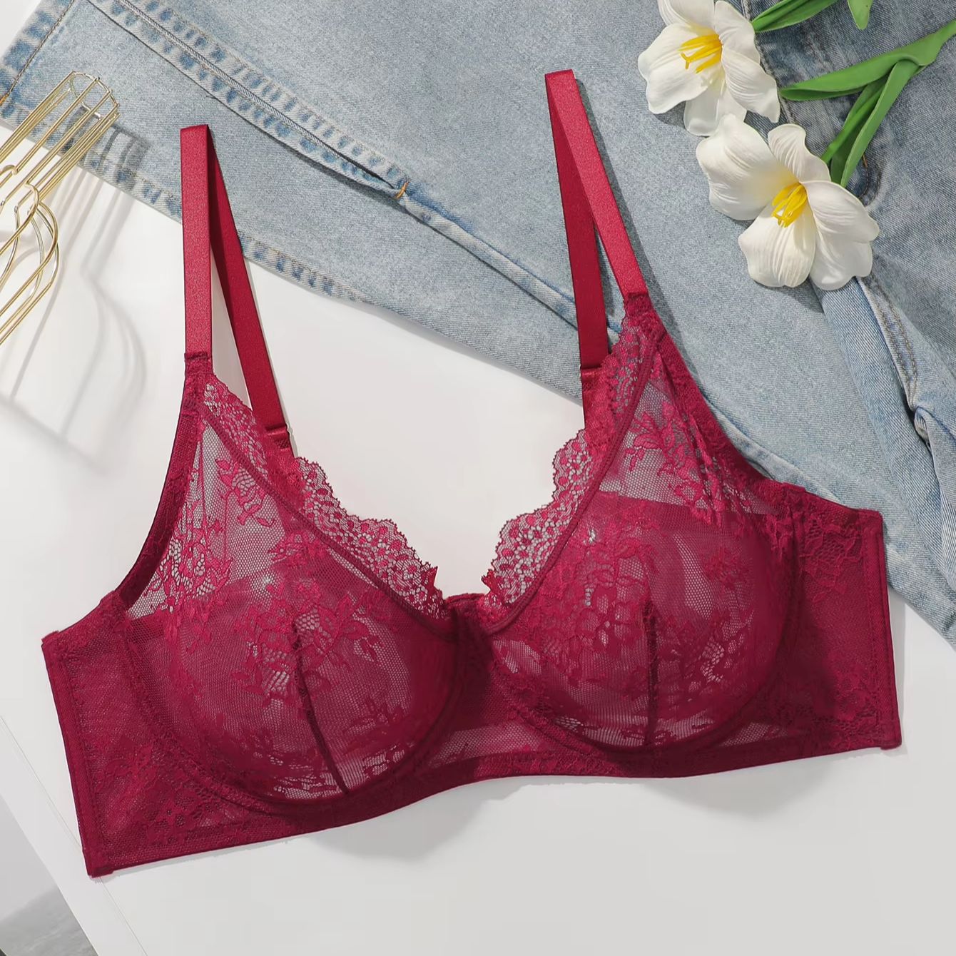 Women Plus Size Red Lace Sheer - đánh giá và giá Embroidery Lace